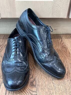 Florsheim Men's Black Leather Wingtip Oxford Brogue Dress Shoes Lace Up Size 9.5